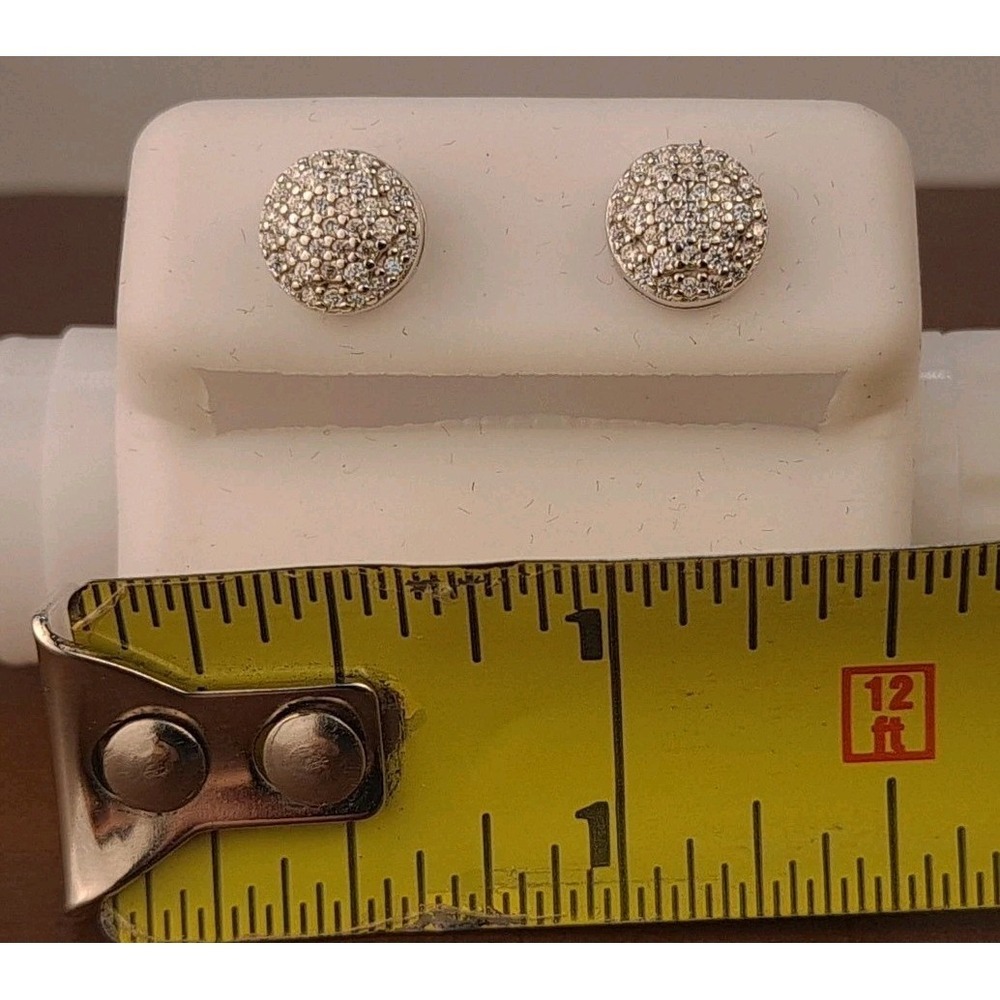 Moissanite Cluster Studs Sterling Silver Round .64ctw VVS D 106032 124-925MNT - Picture 4 of 5